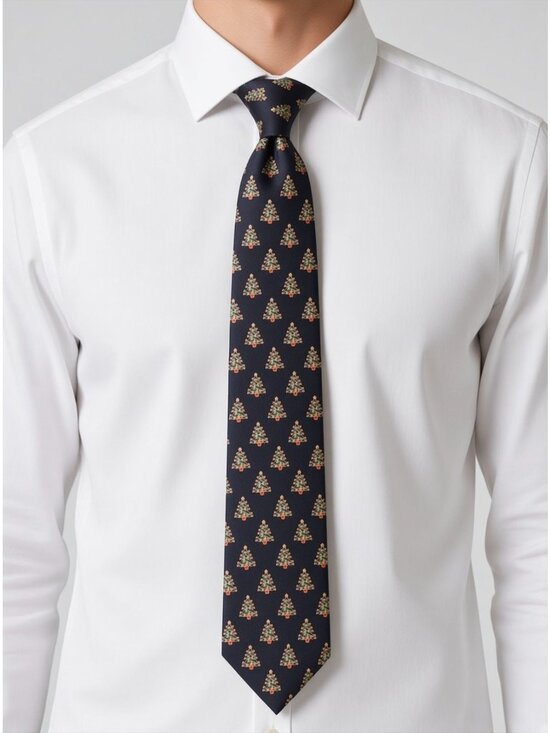 Holiday Traditions Other - Holiday Traditions Christmas Tree Pattern Mens Tie Black Polyester Festive Offic